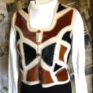 Unique Vintage MOGAR Firenze Ponyskin with Knitted back Vest